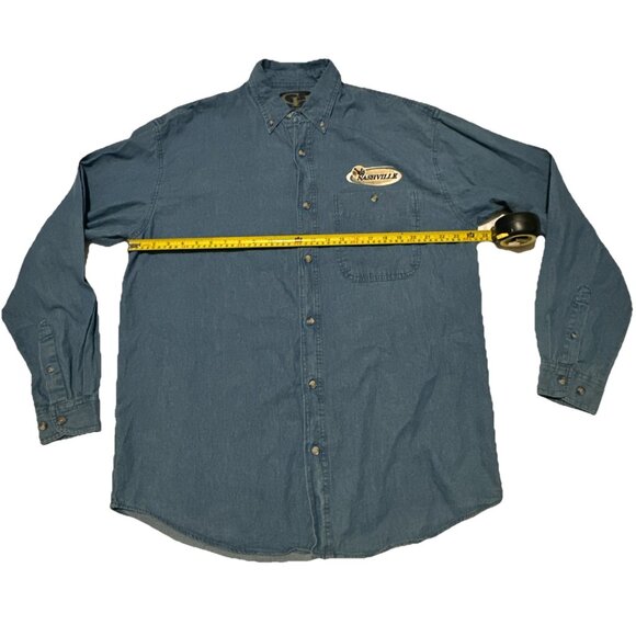 Vintage Nashville Denim Embroidered Trucker Jean Shirt Mens Large 90s USA TN - Picture 8 of 11
